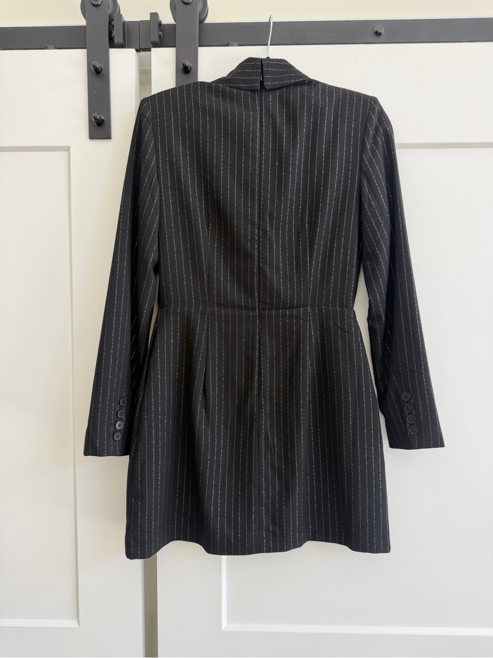 NWT Express Black Pinstripe blazer Wrap-Style romper Mini Dress with shorts - Picture 6 of 7